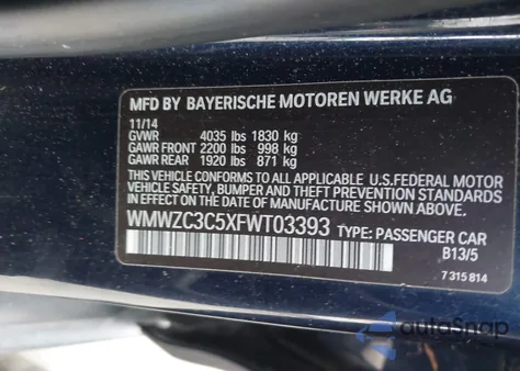 2015 Mini Countryman Cooper S from USA, damaged, VIN WMWZC3C5XFWT03393